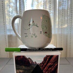 Trouvaille National Parks Bucket List Mug 16.9oz w Green Ceramic Pen NIB